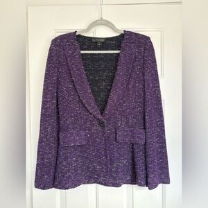 St. John Deep Purple Tweed Blazer Tailored Old Money Preppy Women’s 2